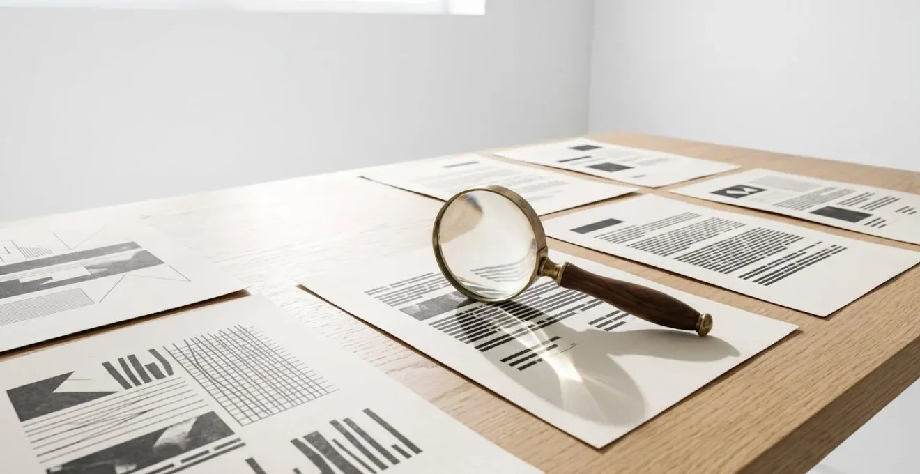 Gros plan sur une loupe examinant des documents contractuels avec des zones surlignées