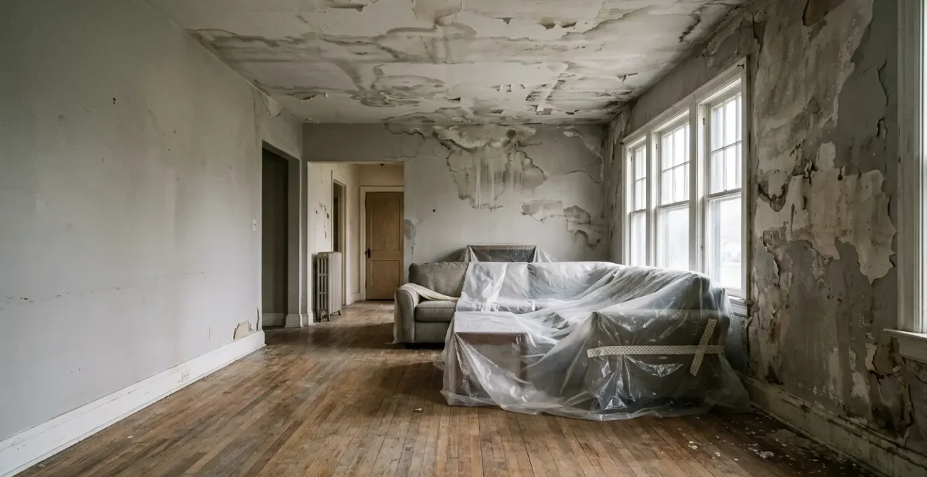 Documentation photographique minutieuse d'une maison sinistrée avant l'expertise d'assurance habitation