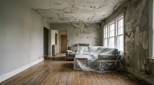 Documentation photographique minutieuse d'une maison sinistrée avant l'expertise d'assurance habitation