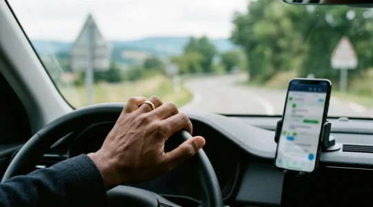 Document d'assurance automobile et véhicule sur route dans un environnement français moderne