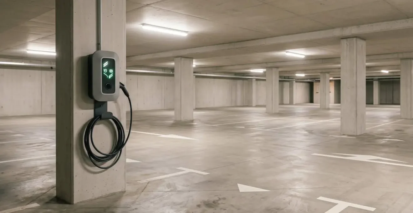 Installation professionnelle d'une borne de recharge électrique dans un garage collectif