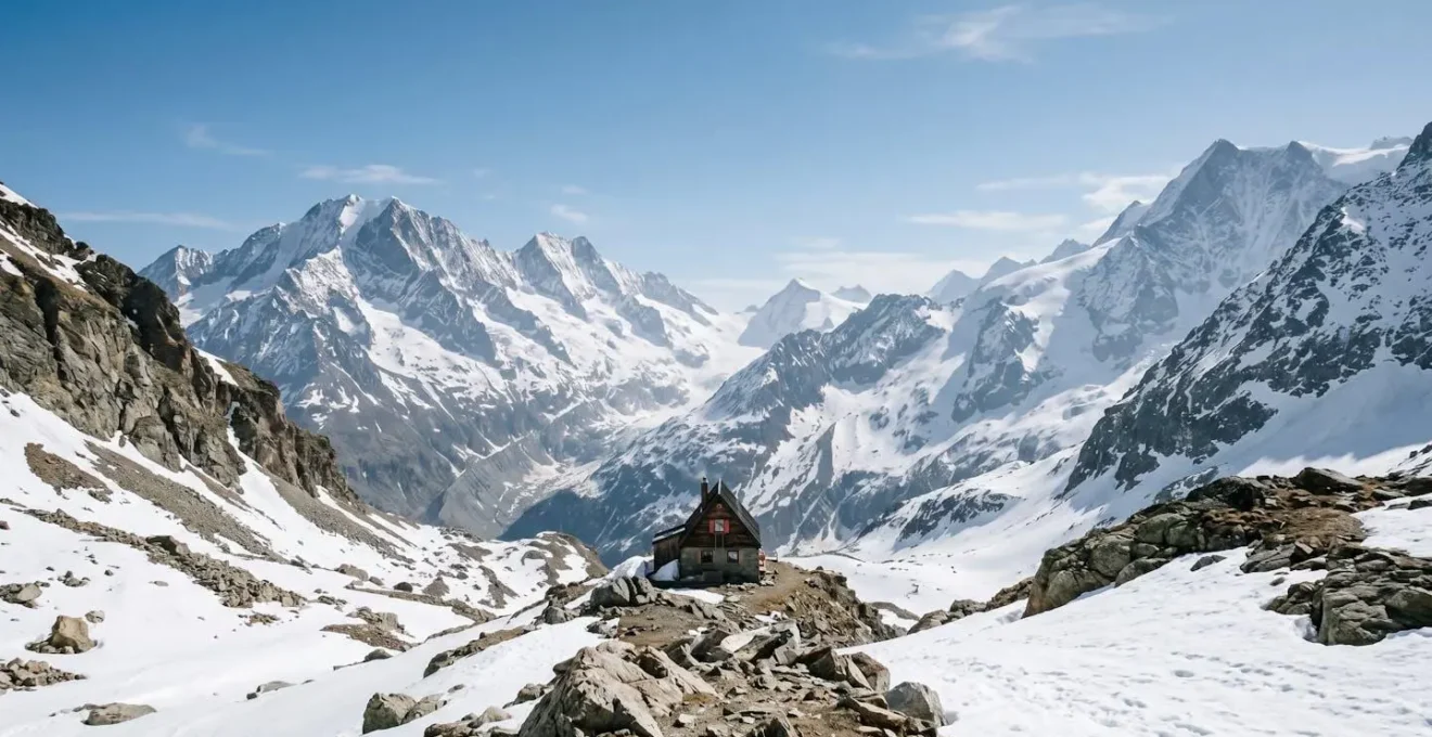 Paysage de montagne isolé évoquant les risques d'accident et le besoin de secours médical d'urgence.