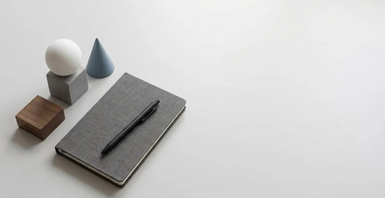 Vue en plongée d'un espace de travail minimaliste avec éléments suggérant la planification temporelle