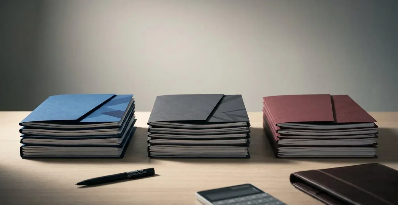 Comparaison visuelle de trois offres d'assurance automobile professionnelle sur un bureau
