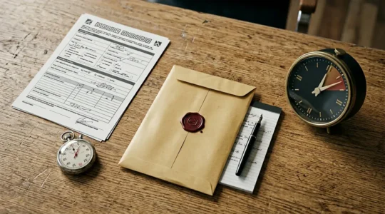 Document de déclaration de sinistre avec tampon et chronomètre symbolisant l'urgence du délai légal de 48 heures en assurance